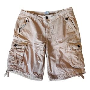 Four Steeds Womens Khaki Cargo Shorts Size 10 Tan Utility Multi Pocket Cotton